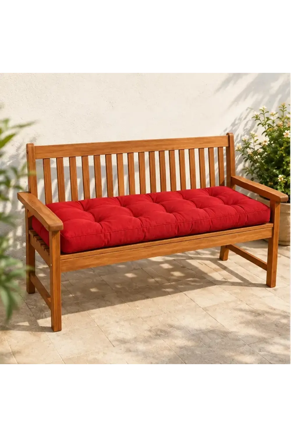 Kapitone Bank Minderi · 100 × 45 × 4 cm · Kırmızı