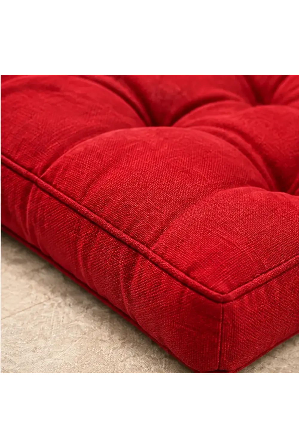 Kapitone Bank Minderi · 100 × 45 × 4 cm · Kırmızı