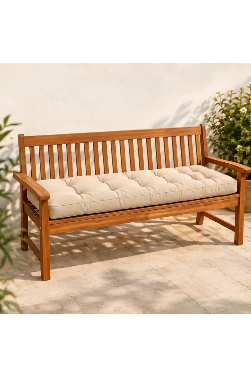 Kapitone Bank Minderi · 100 × 45 × 4 cm · Krem
