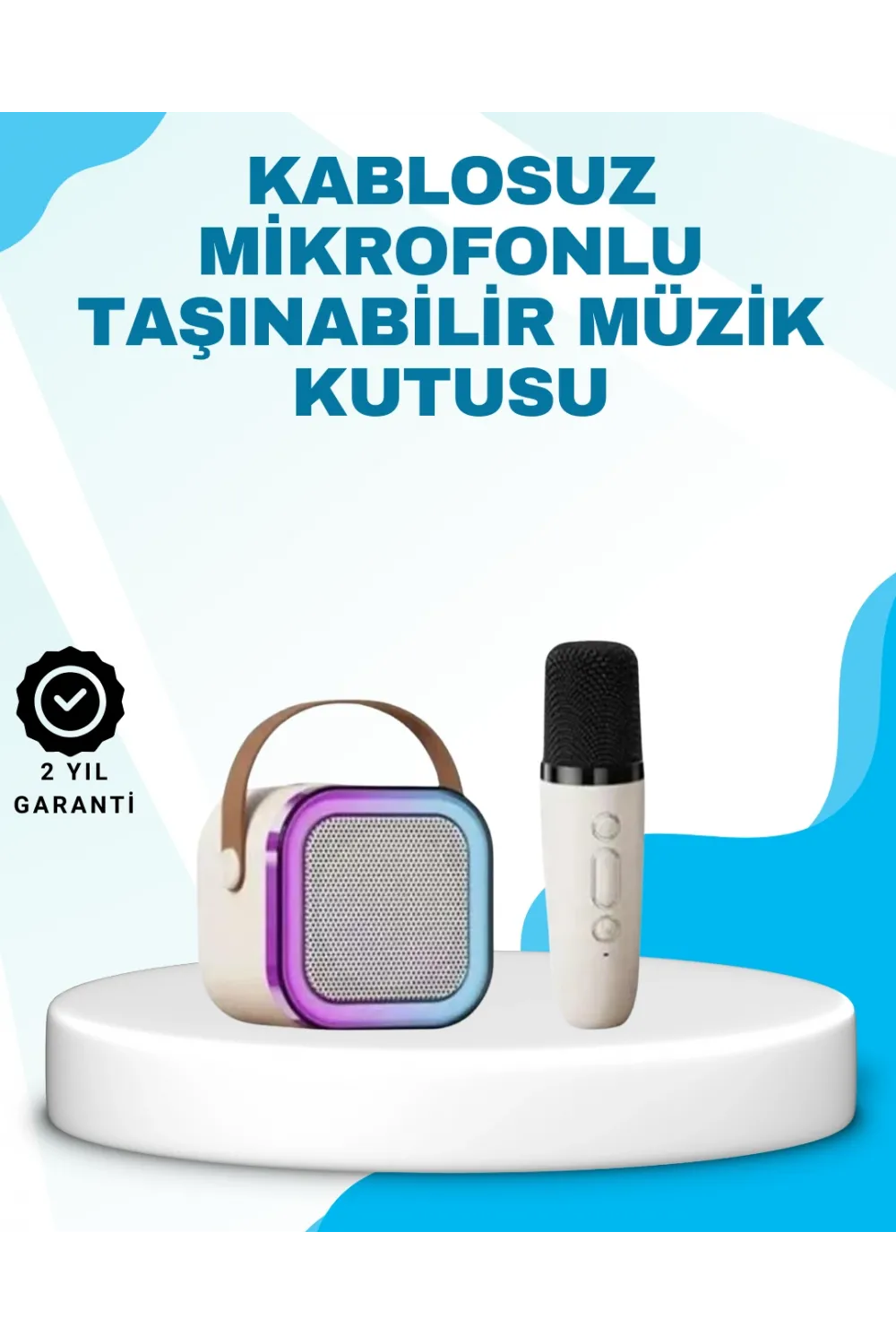 Karaoke Mikrofon Hoparlör Seti Bluetooth Kablosuz Taşınabilir