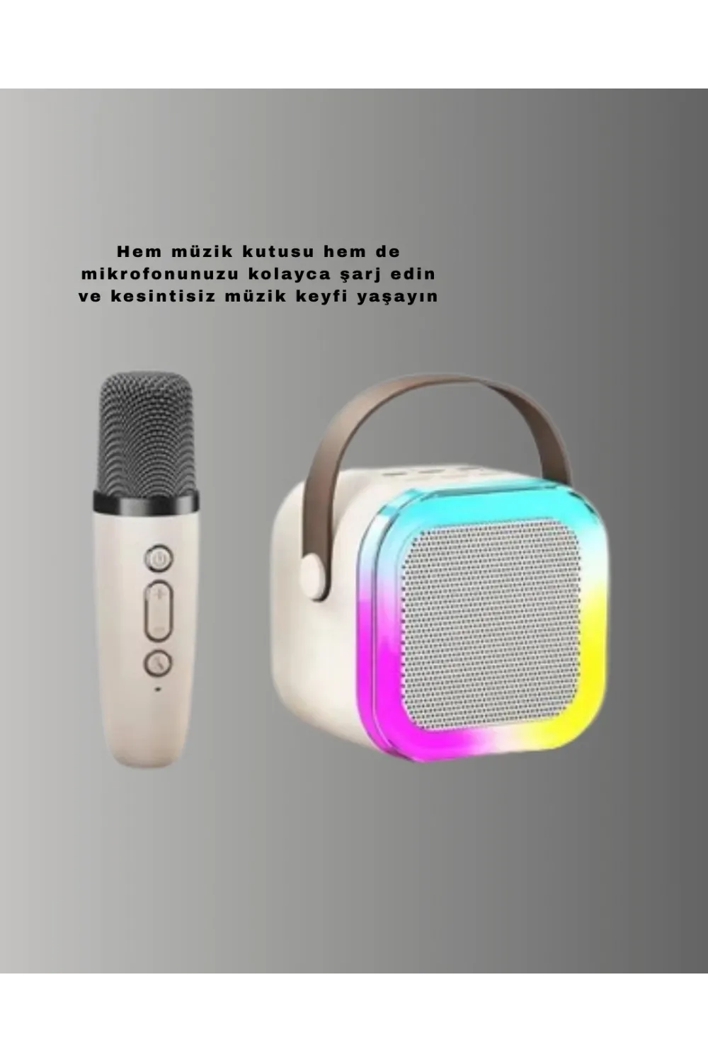 Karaoke Mikrofon Hoparlör Seti Bluetooth Kablosuz Taşınabilir
