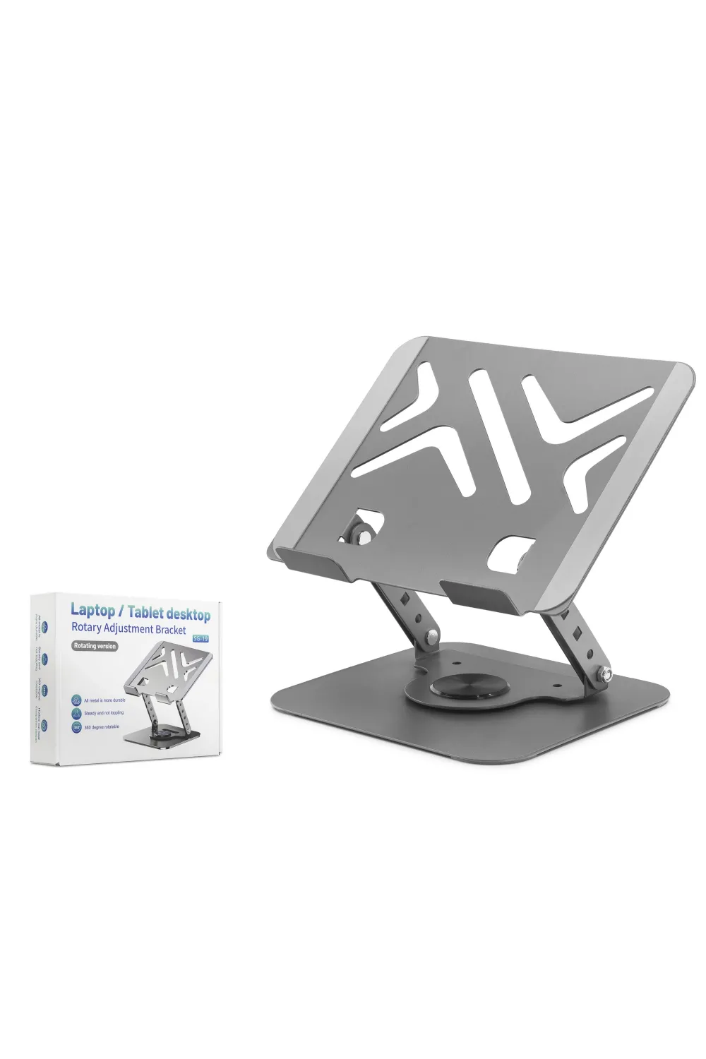 Karbon Çelik 360 Derece Dönebilen Laptop Ve Tablet Standi - Gri HDX8017
