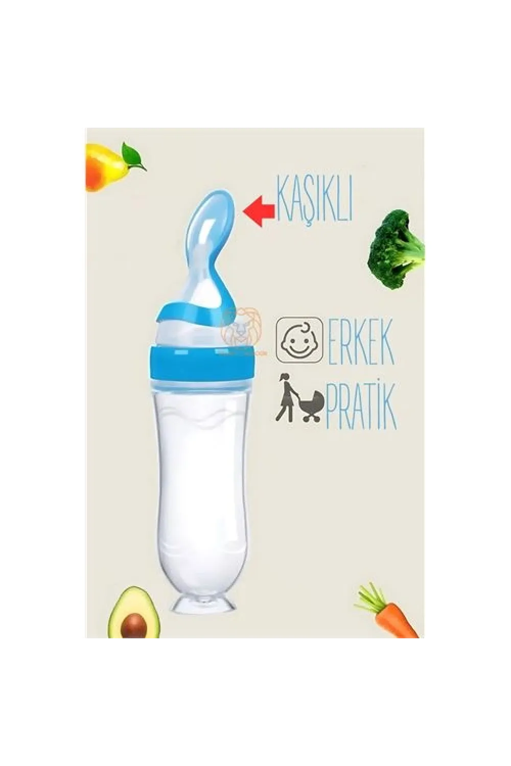 Kaşıklı Mama Silikon Biberon ERKEK Bebek Besleyici 719715