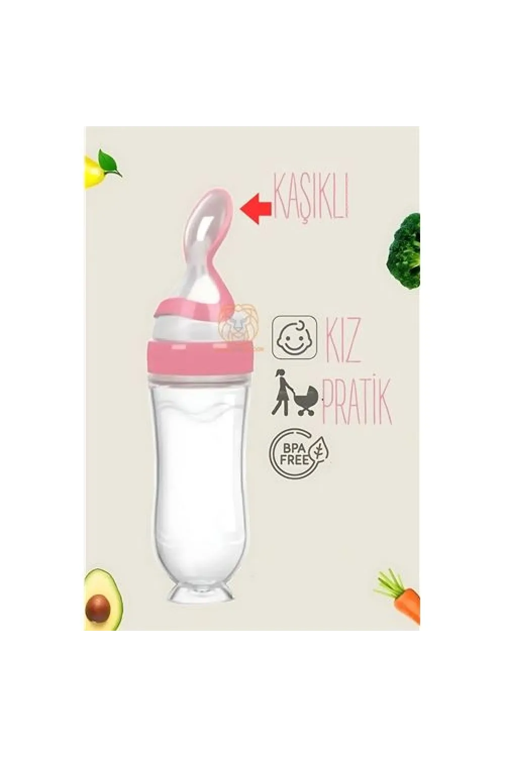Kaşıklı Mama Silikon Biberon KIZ Bebek Besleyici 719715