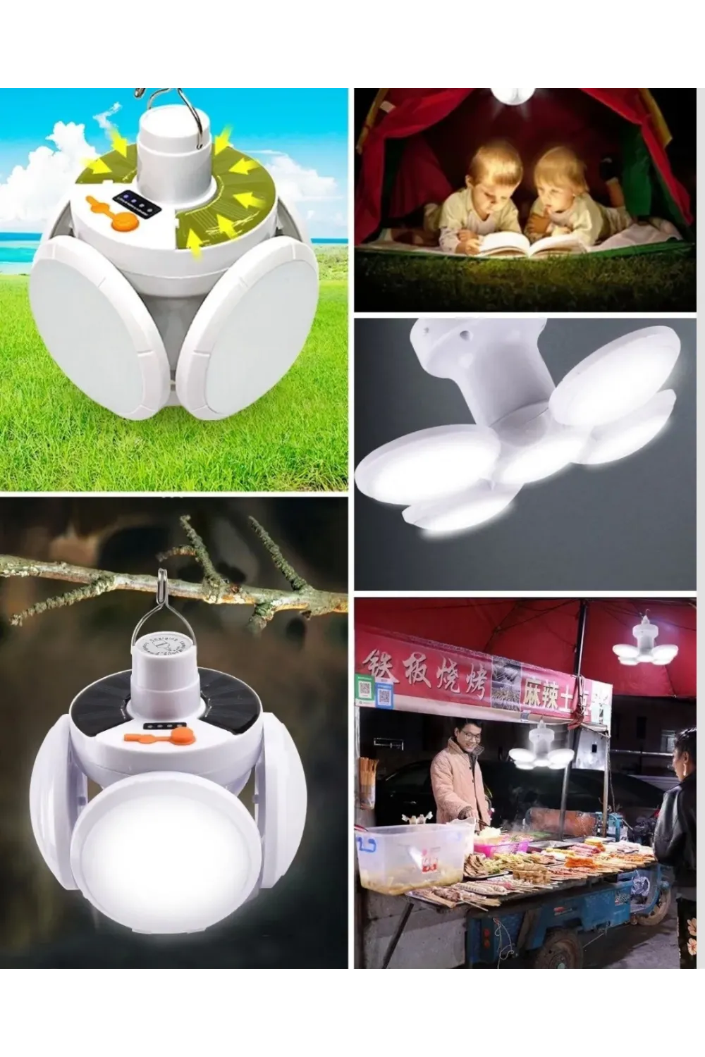 Katlanabilir 5 Kanatlı Solar Led Bahçe Ve Kamp Lambası