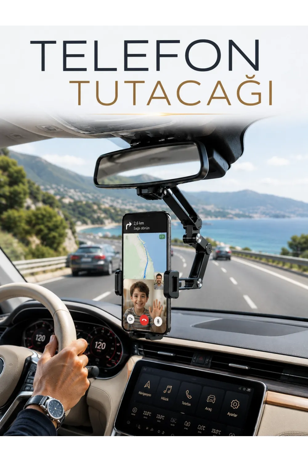 Katlanabilir Araç Telefon Tutucu Dikiz Aynasına Monte Telefon Standı