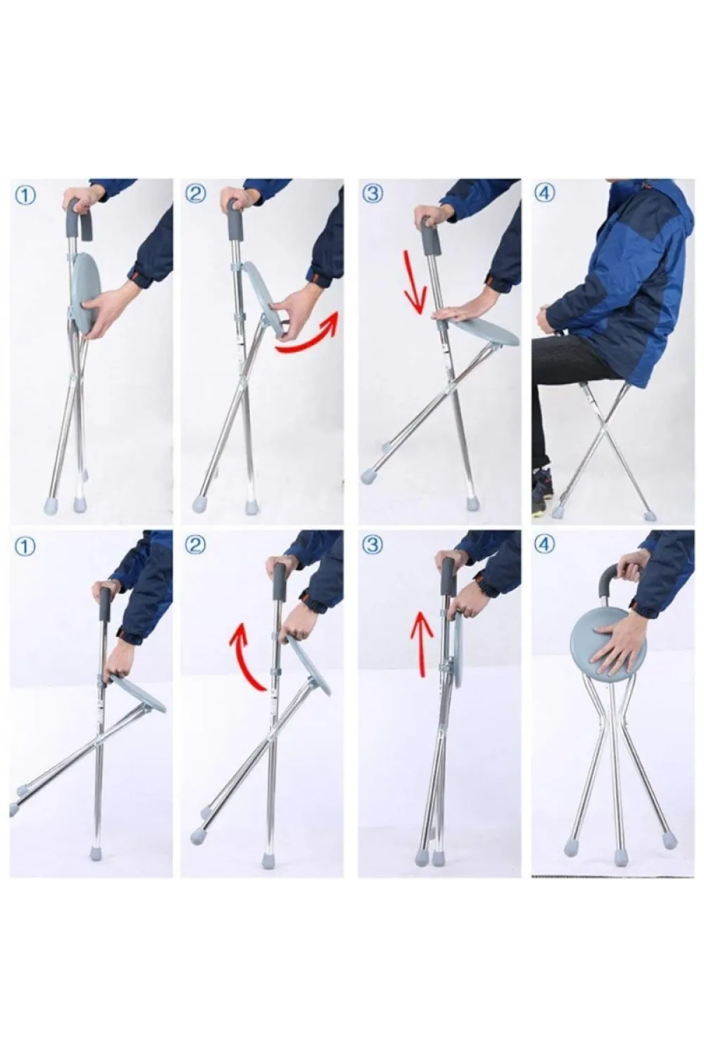 Katlanabilir Baston Sandalye - Oturaklı - 88 cm