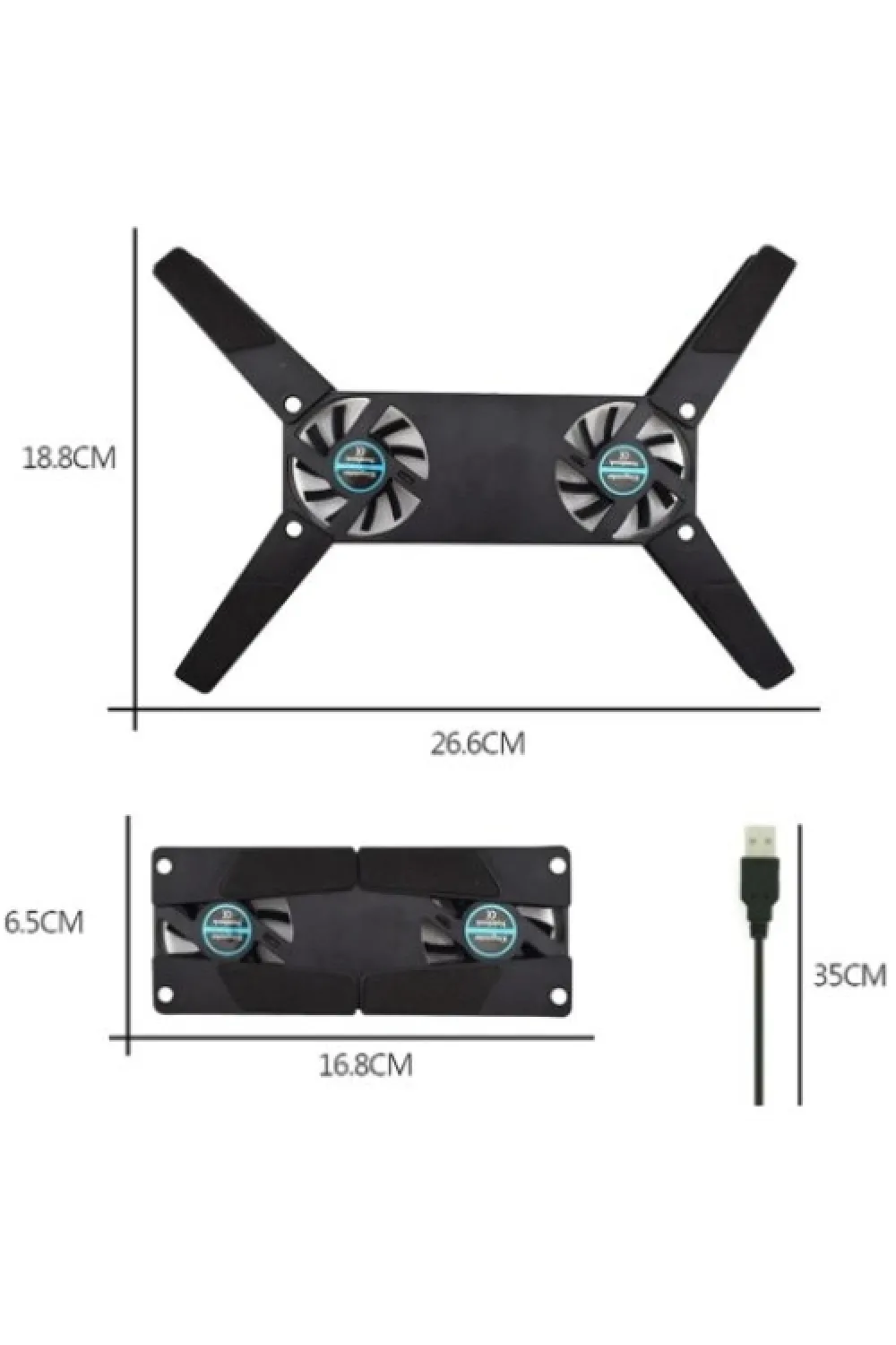 Katlanabilir Laptop Soğutucu 2 fanlı