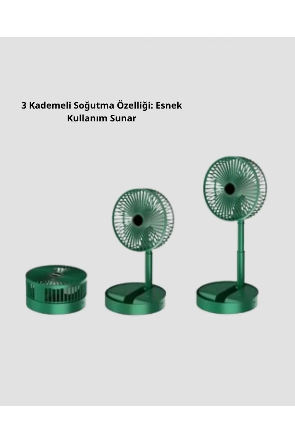 Katlanabilir Mini Fan – 3 Kademeli Soğutma, Şarjlı