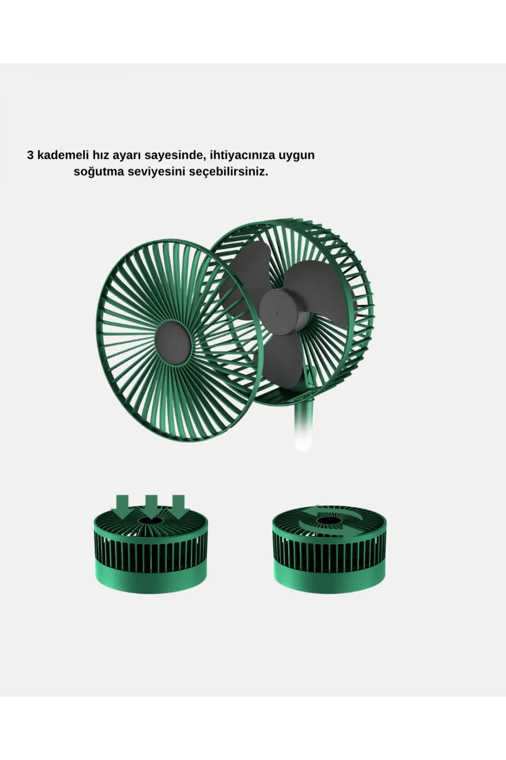 Katlanabilir Şarjlı Mini Fan 3 Kademeli Hız Ayarlı Taşınabilir