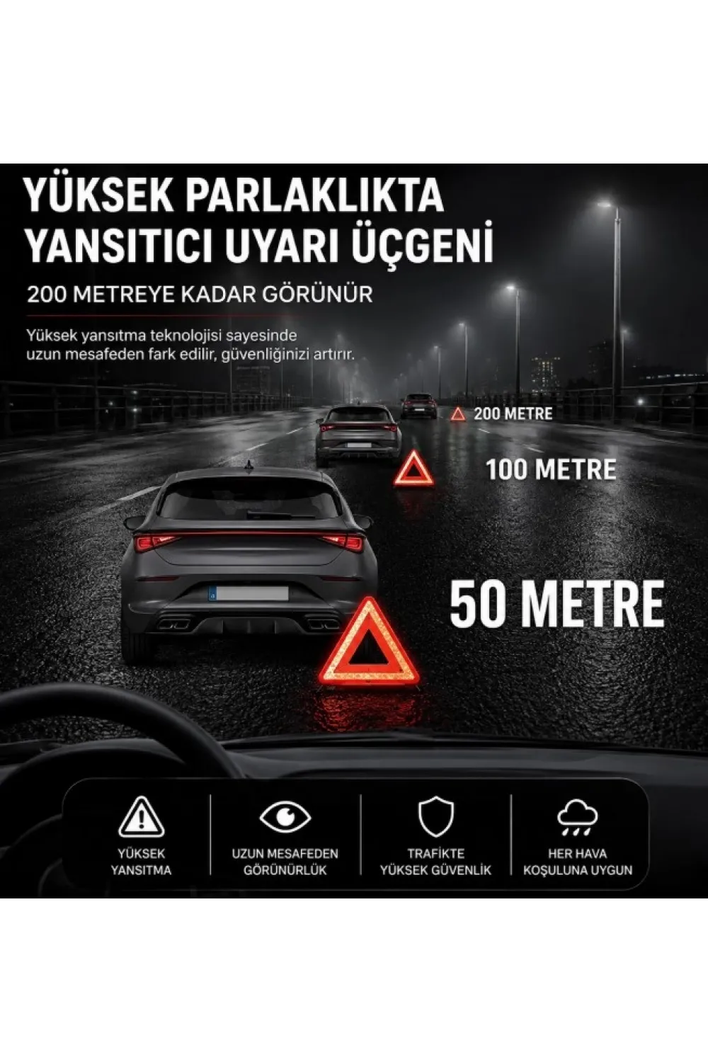 Katlanabilir Üçgen Acil Durum  Reflektörü