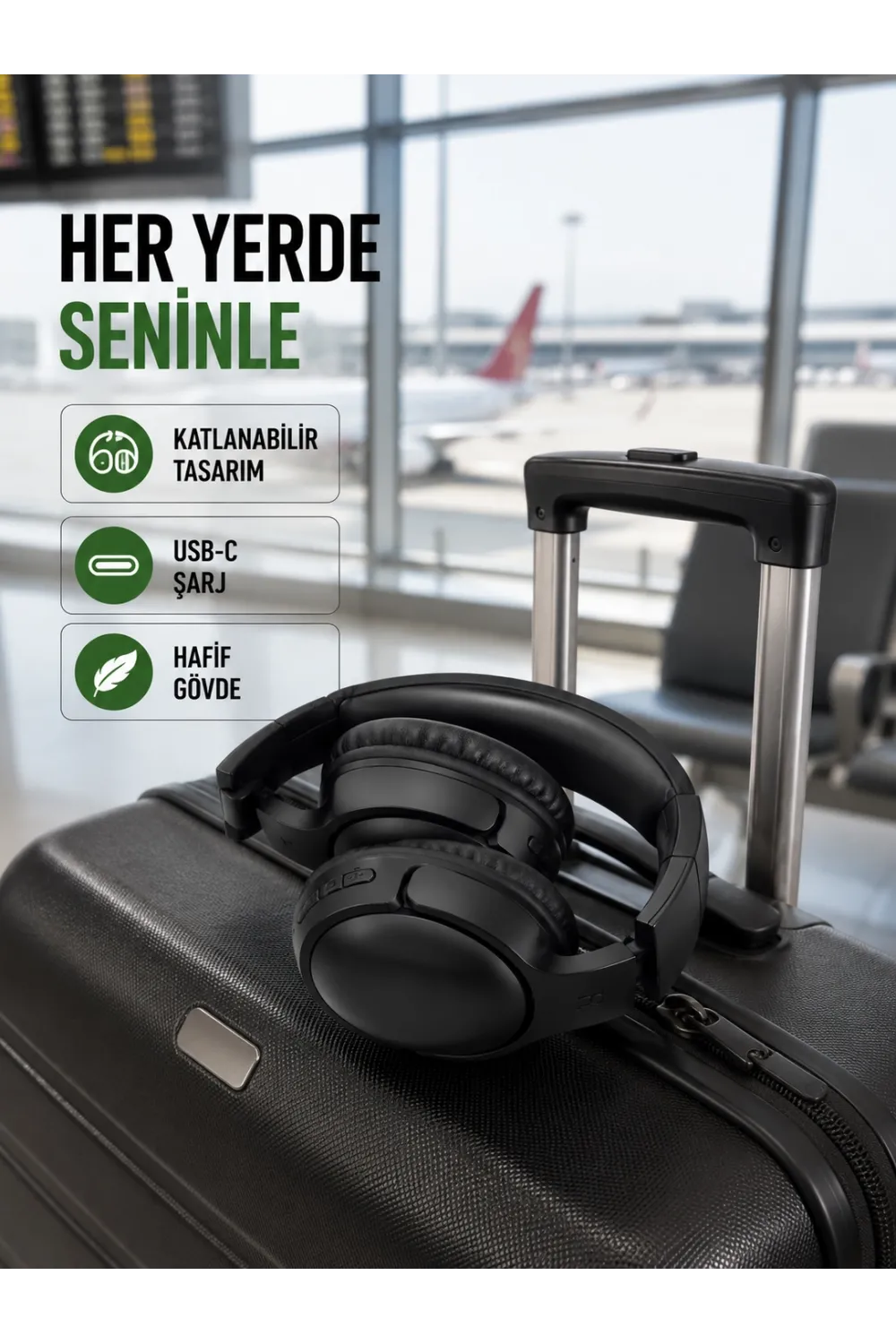 Katlanabilir Usb-c Şarjlı Bluetooth Kulaklık