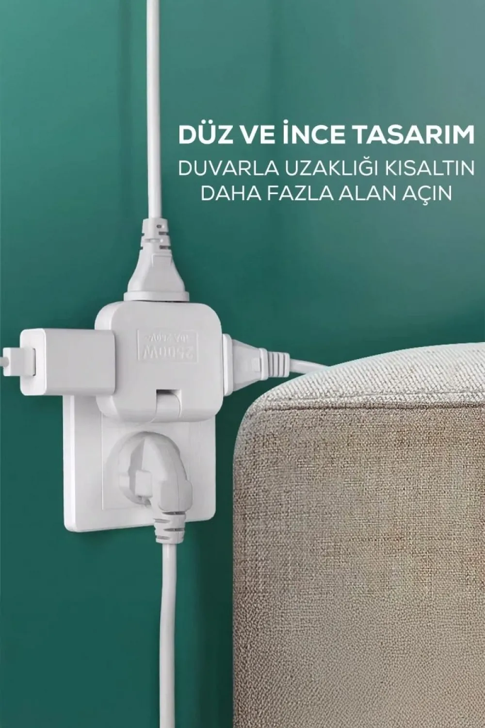 Katlanır Priz 3 Gözlü