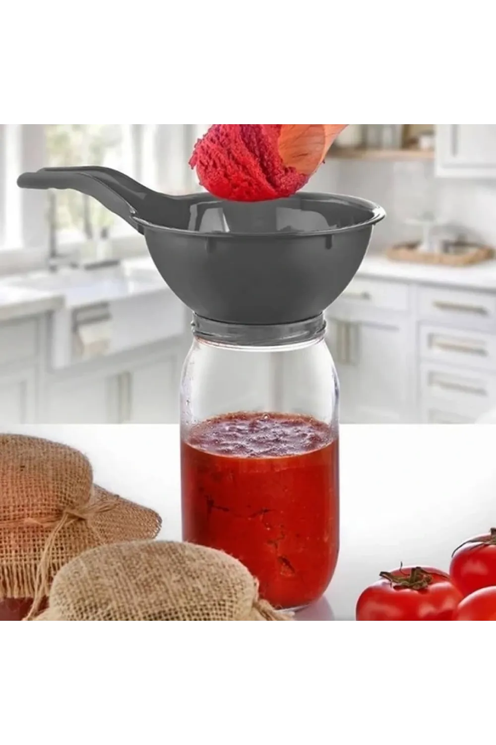 Kavanoz Hunisi - Konserve Reçel Hunisi Geniş Ağızlı - Saplı