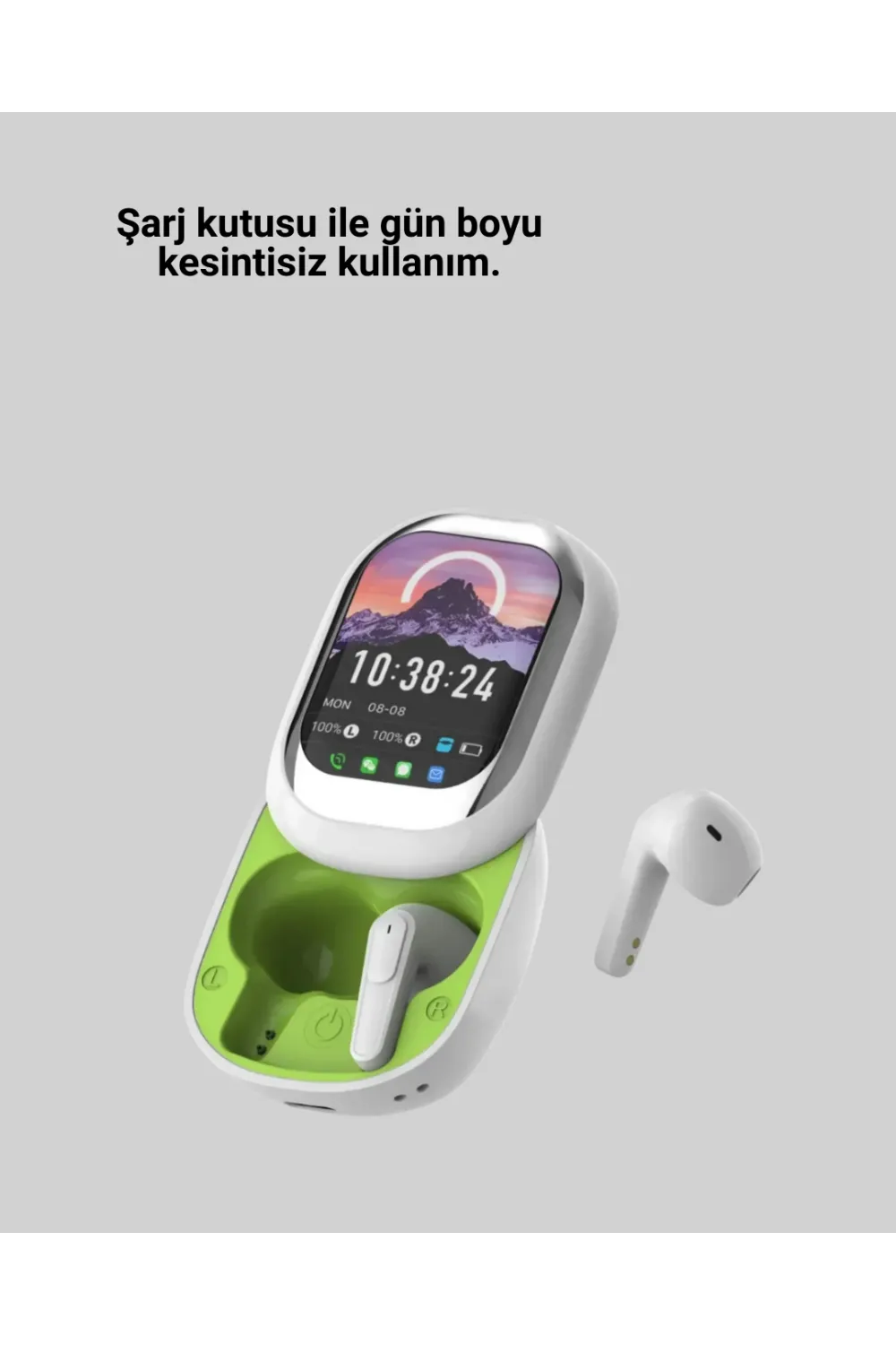 Kayar Kapaklı Şarj Kutusu Ve Dokunmatik Ekranlı Bluetooth Stereo Kulaklık