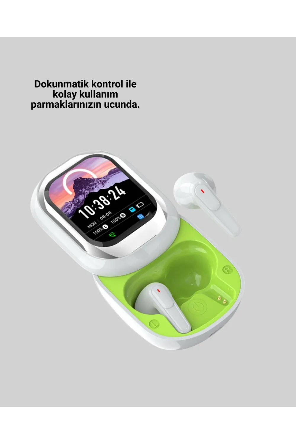 Kayar Kapaklı Şarj Kutusu Ve Dokunmatik Ekranlı Bluetooth Stereo Kulaklık