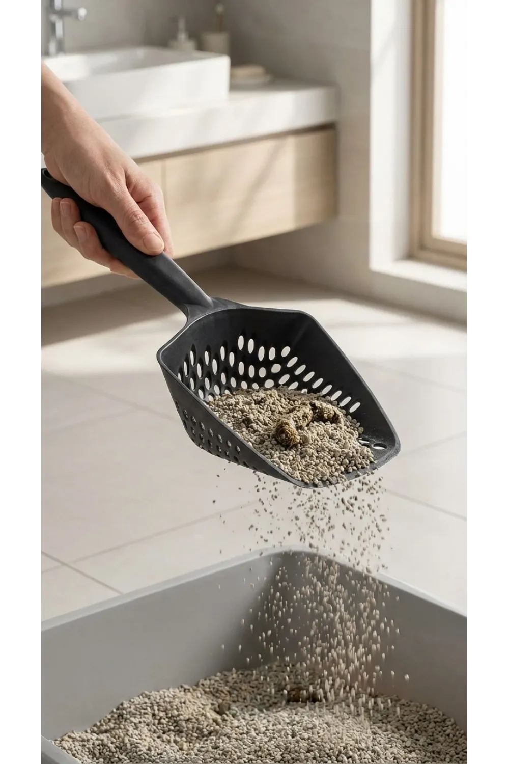 Kedi Kumu Eleme Küreği Sık Dokuma Gövde Ve Geniş Tutacaklı Temizlik Aracı