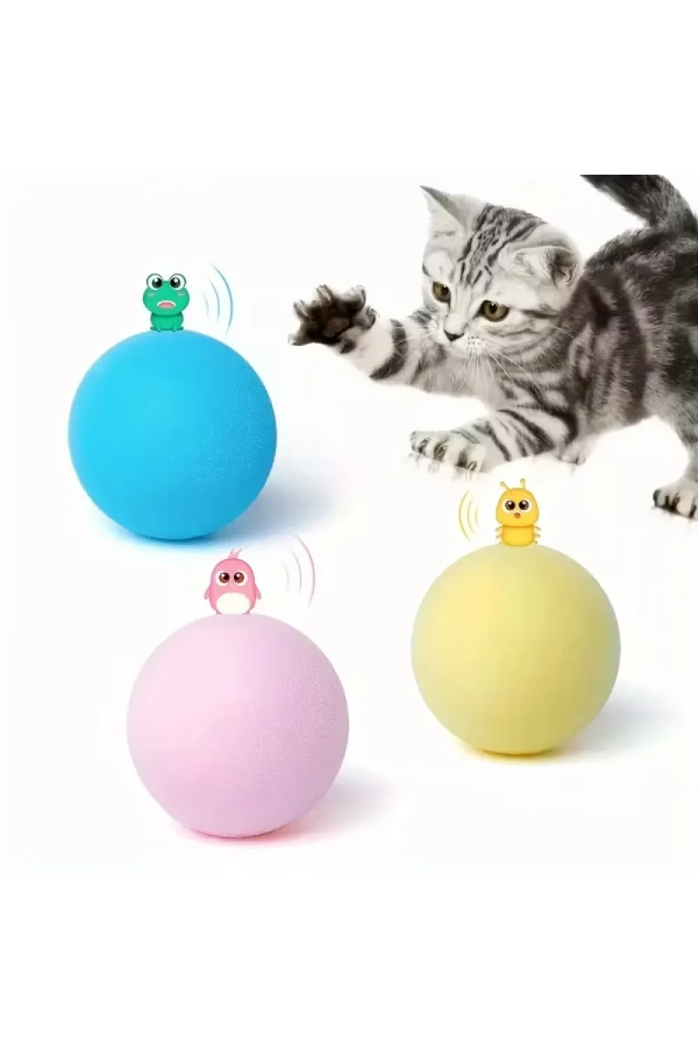 Kedi Otlu 3 Sesli İnteraktif Top Kedi Oyuncağı