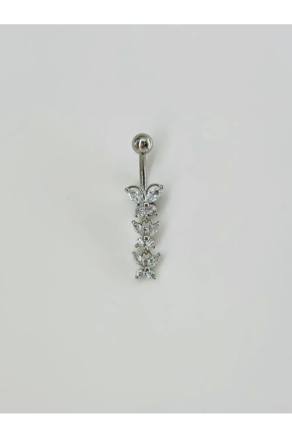 Kelebek Detaylı Sallantılı Göbek Piercing - Pg0076