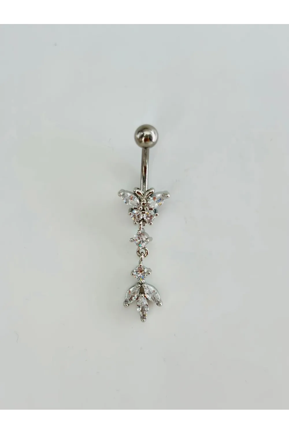 Kelebek Detaylı Sallantılı Göbek Piercing - Pg0165