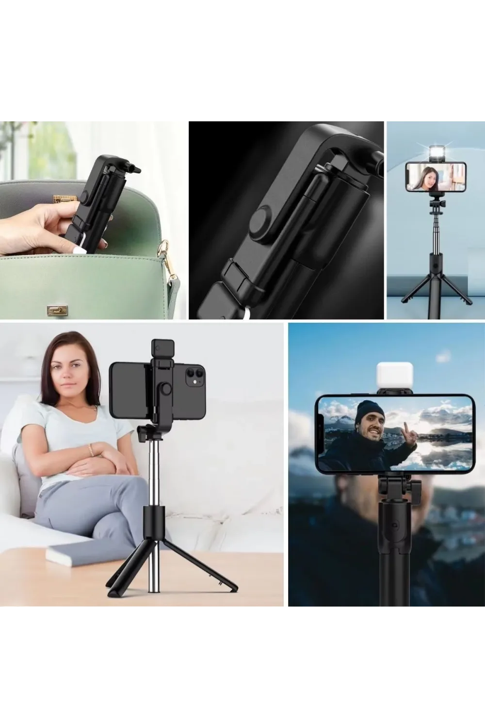 Kendiliğinden Led Işıklı Kumandalı Uzayabilen Selfie Çubuğu,masa Üstü Tripod