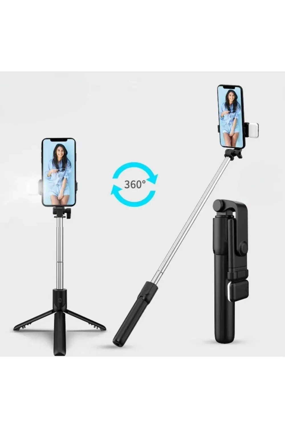 Kendiliğinden Led Işıklı Kumandalı Uzayabilen Selfie Çubuğu,masa Üstü Tripod