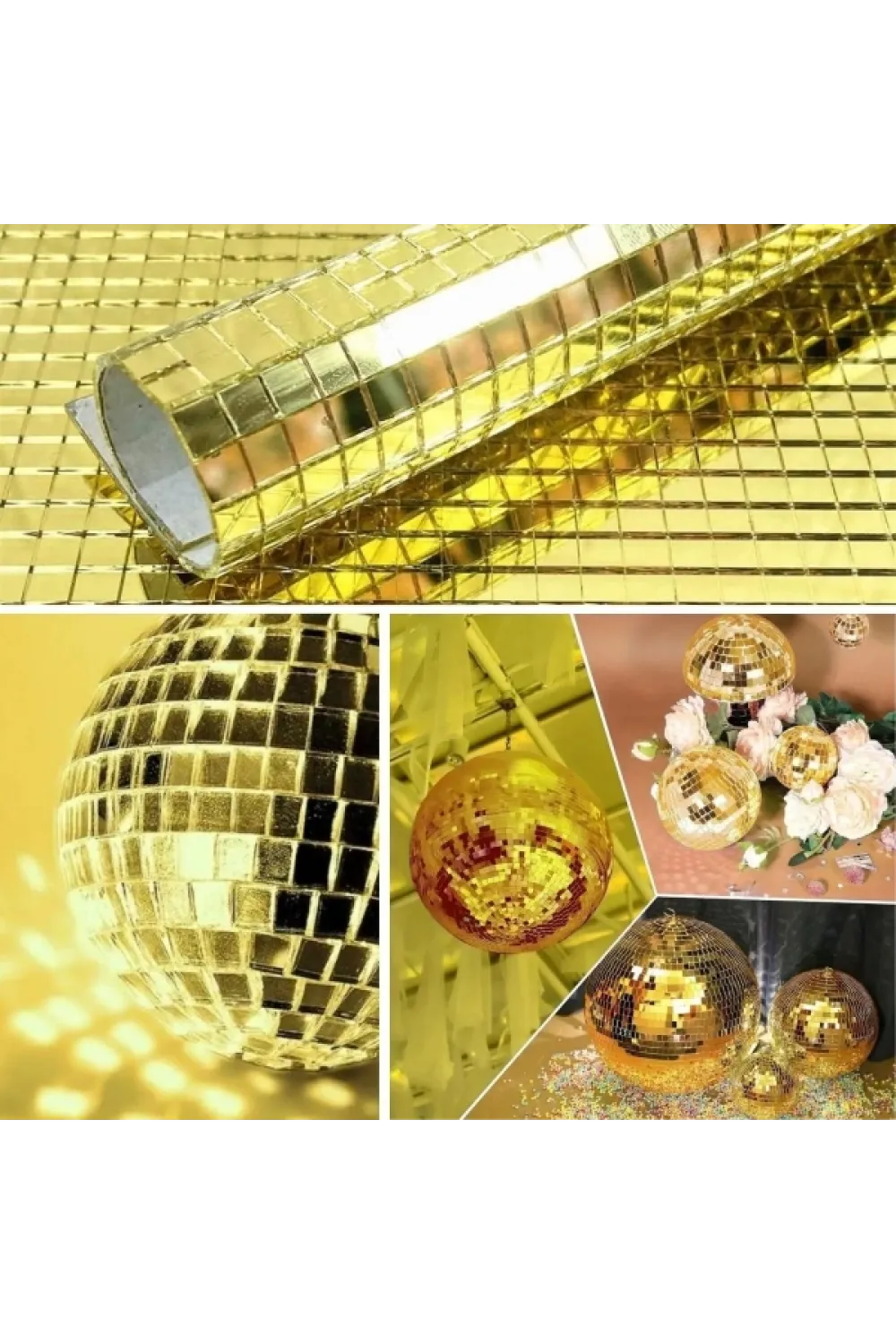 Kendinden Yapışkanlı Aynalı Kare Gold Sticker 30x30 Cm