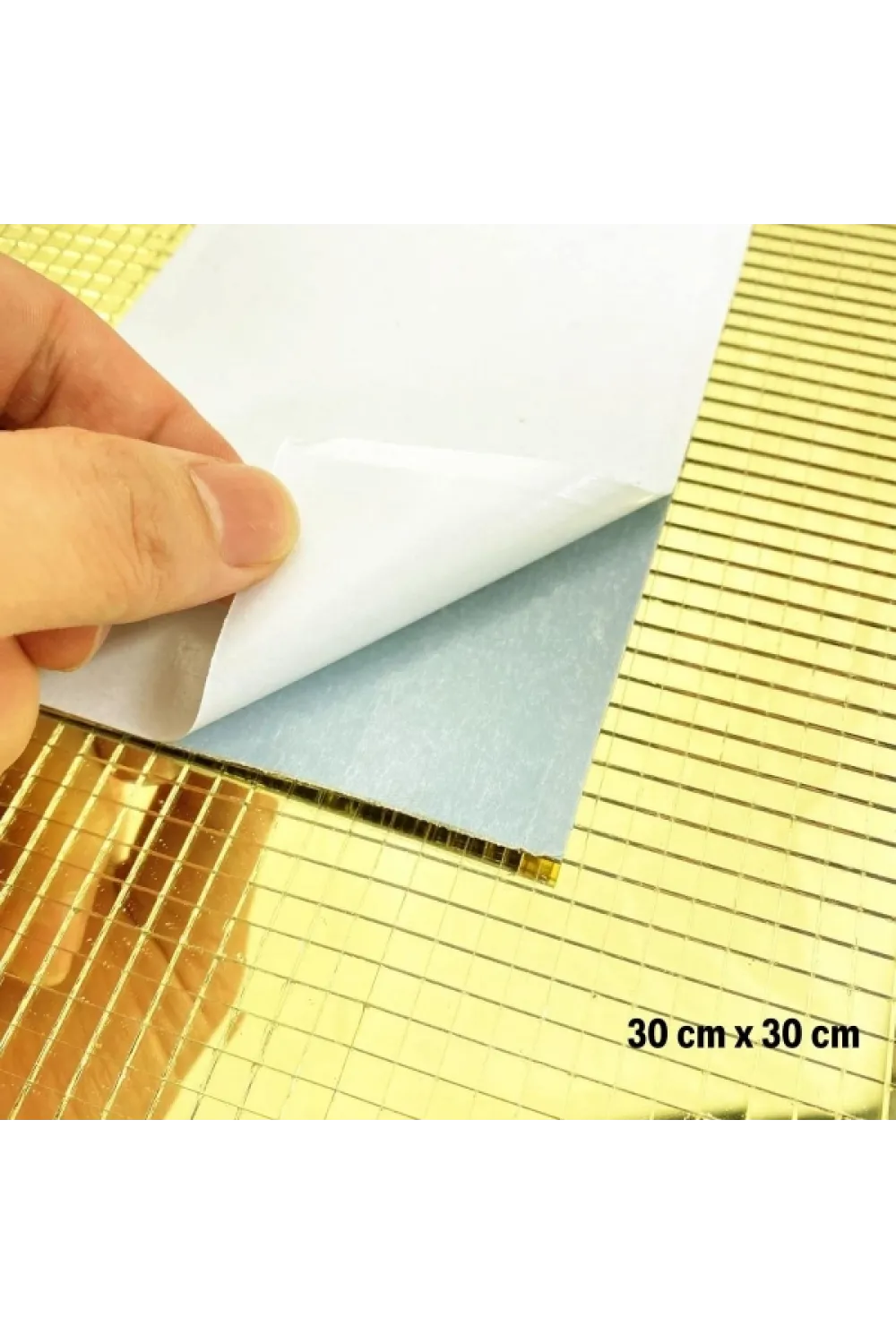 Kendinden Yapışkanlı Aynalı Kare Gold Sticker 30x30 Cm