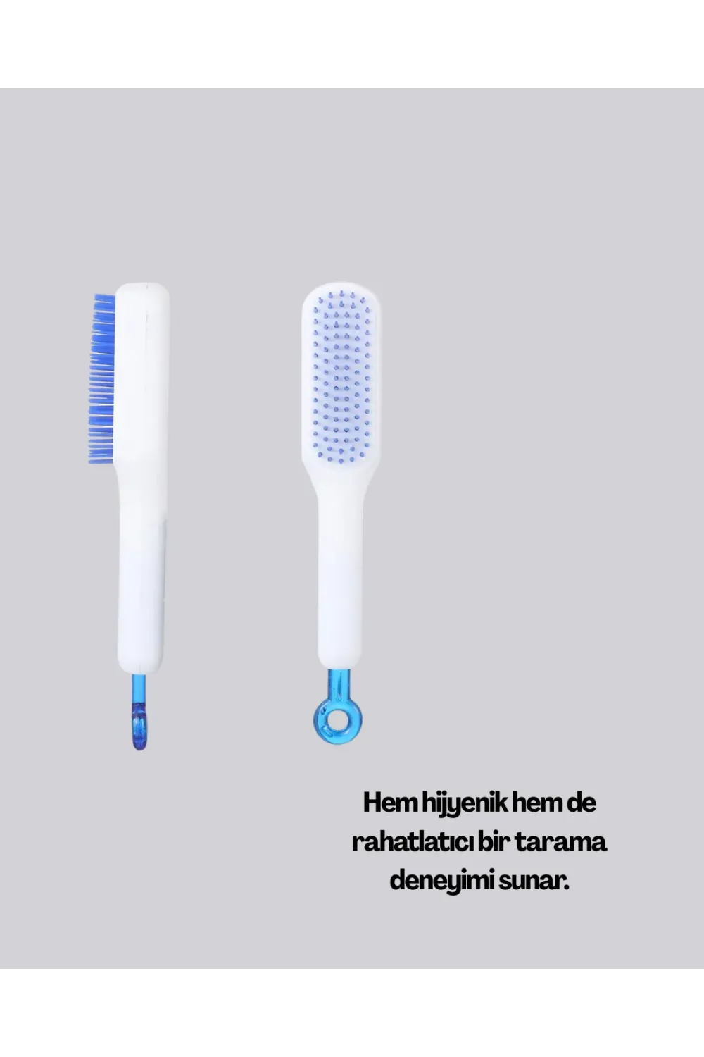 Kendini Temizleyen Ergonomik Saç Tarağı – Abs Gövde, Silikon Diş