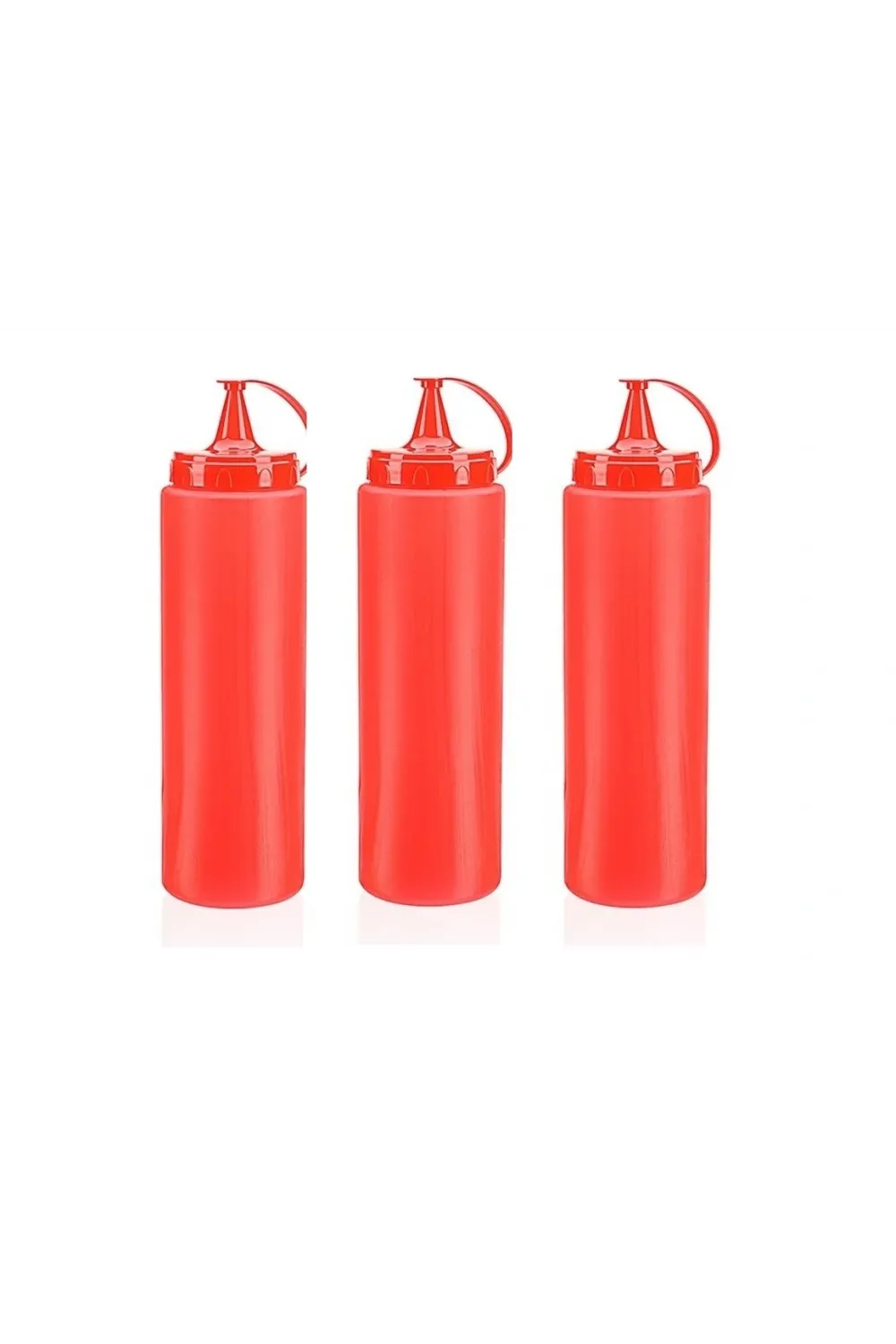 Ketçap Şişesi - 1000ml Dev Boy Kırmızı 3 Adet