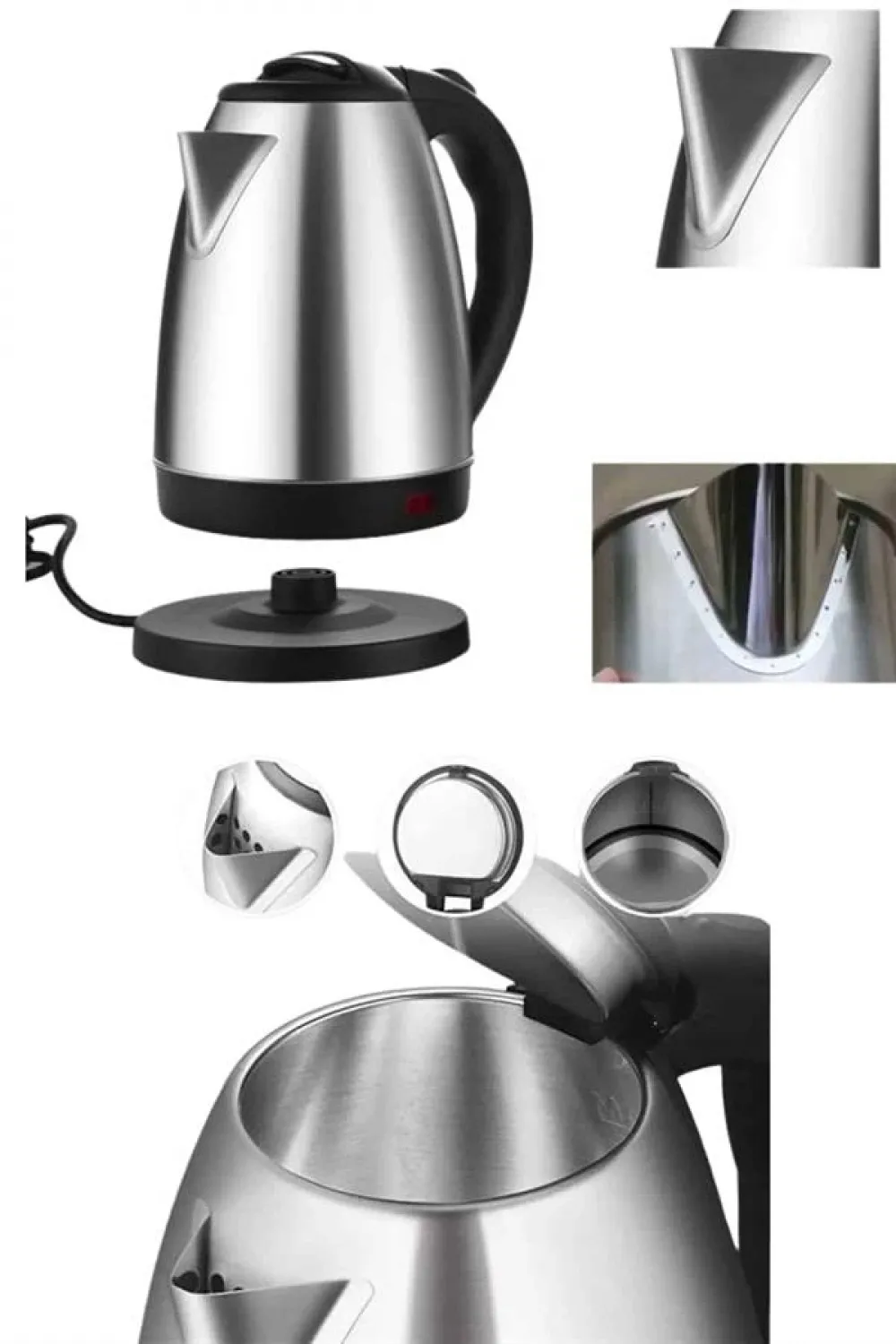 Kettle C F Tipi 220-240v Paslanmaz Çelik Elektrik Kablolu Otomatik Kapanma