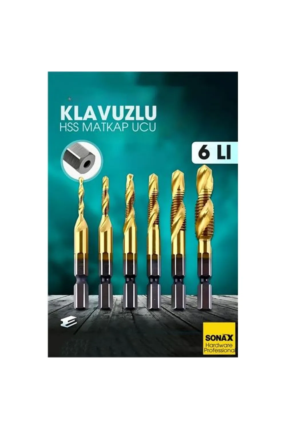 Kılavuzlu HSS Matkap Ucu 6lı SET M3-M10 Titanyum Kaplamalı 722456