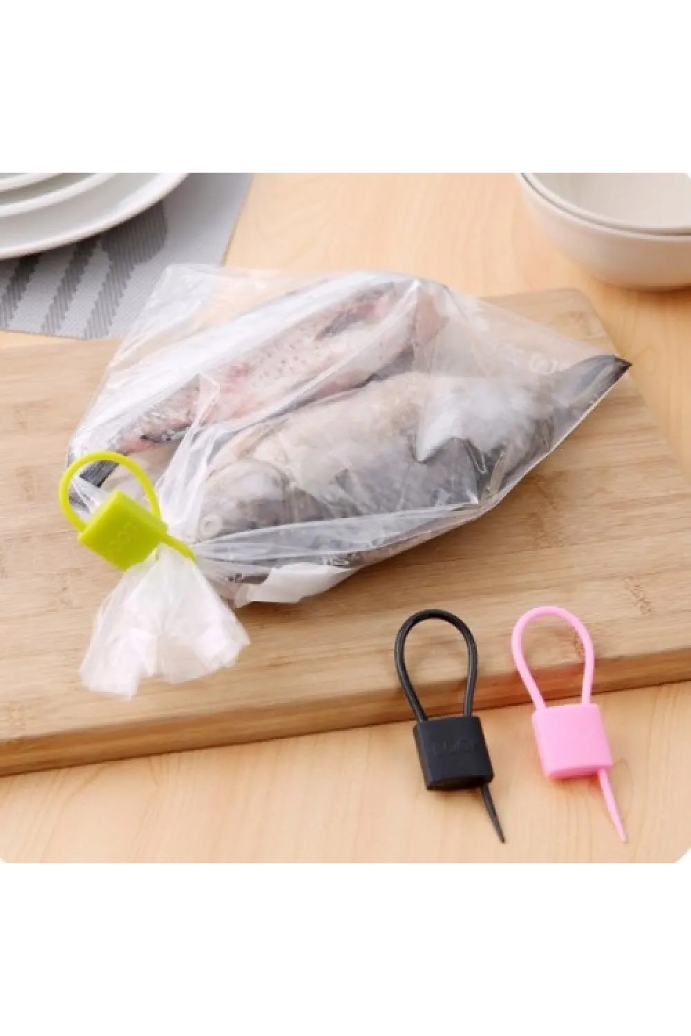 Kilit Şeklinde Silikon Kablo ve Poşet Bağlama Aparatı (3lü Set)