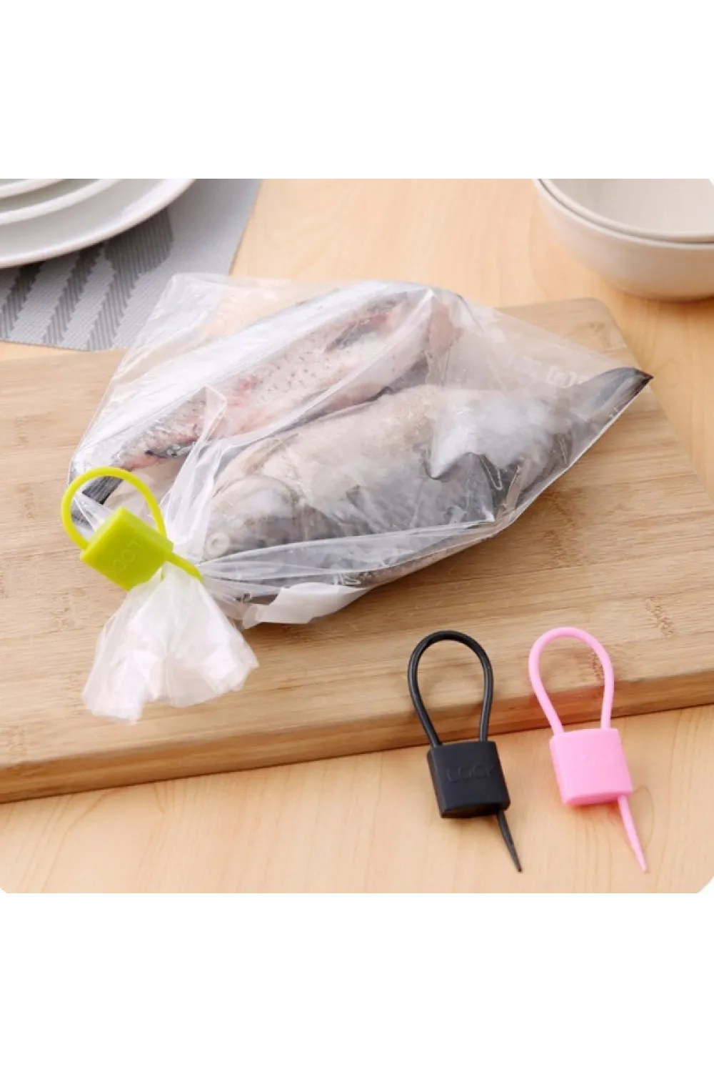 Kilit Şeklinde Silikon Kablo ve Poşet Bağlama Aparatı (3lü Set)