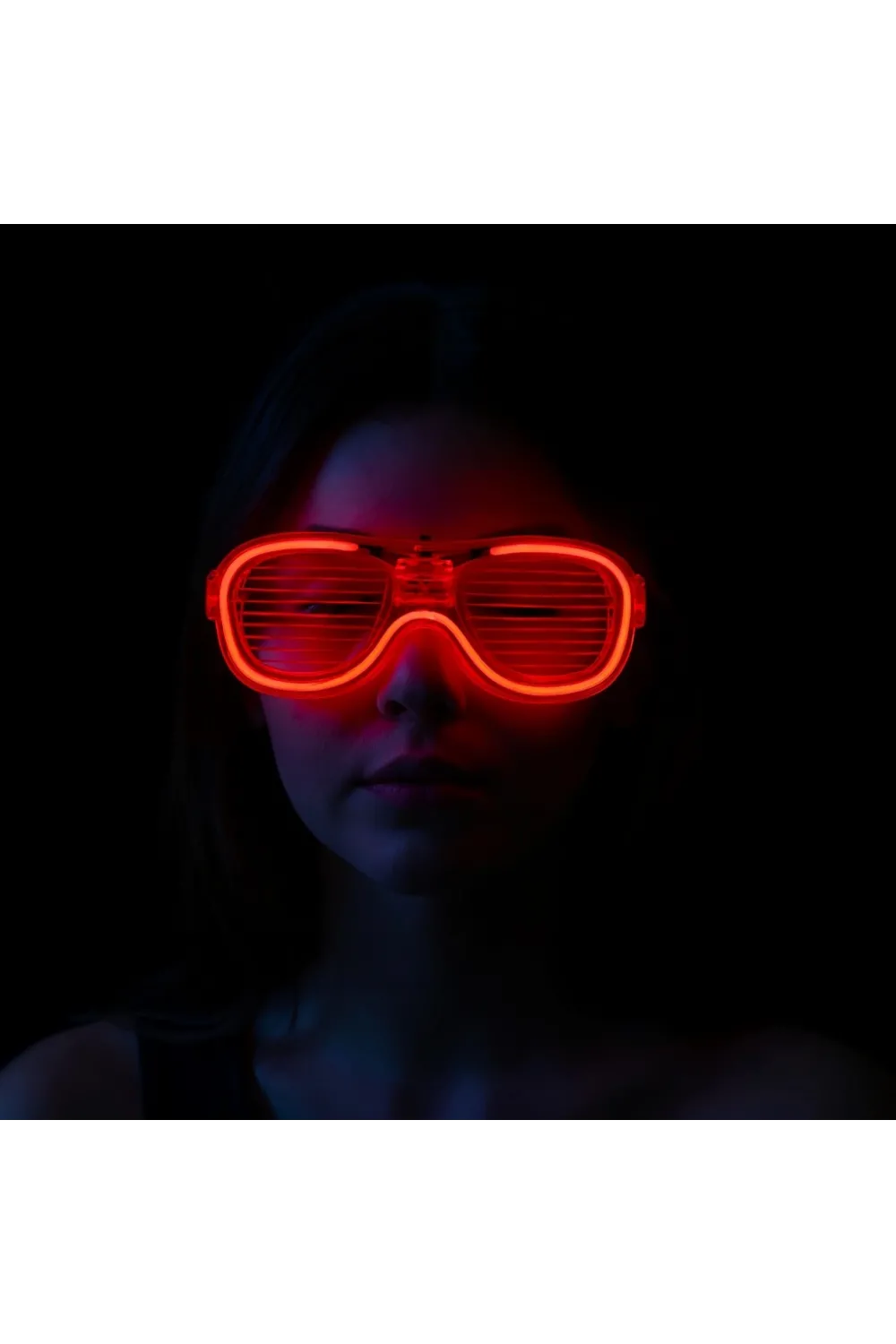 Kırmızı Led Işıklı Parti Gözlüğü - Neon Glow Şerit Gözlük 3 Modlu