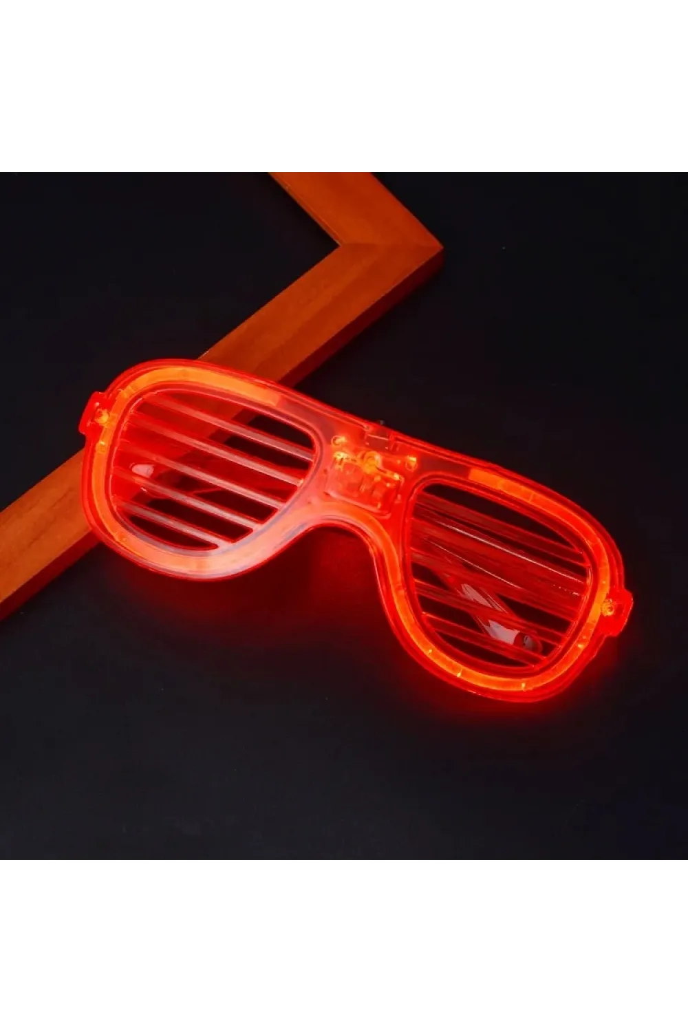 Kırmızı Led Işıklı Parti Gözlüğü - Neon Glow Şerit Gözlük 3 Modlu