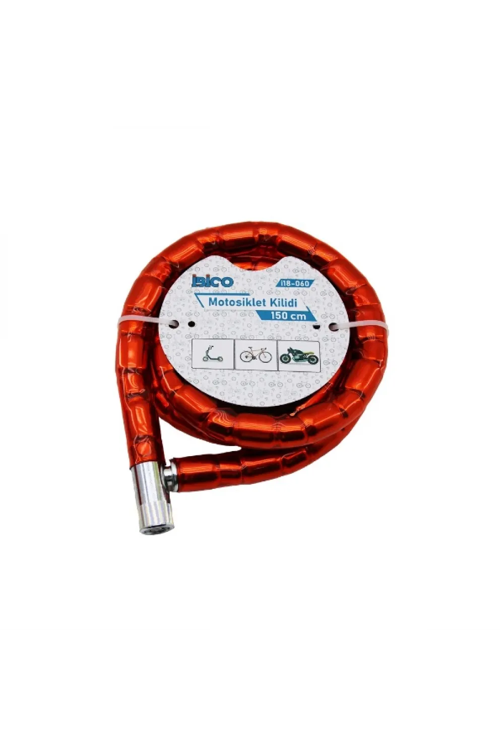 Kırmızı Motor Bisiklet Kilidi 22 mm x 150 cm