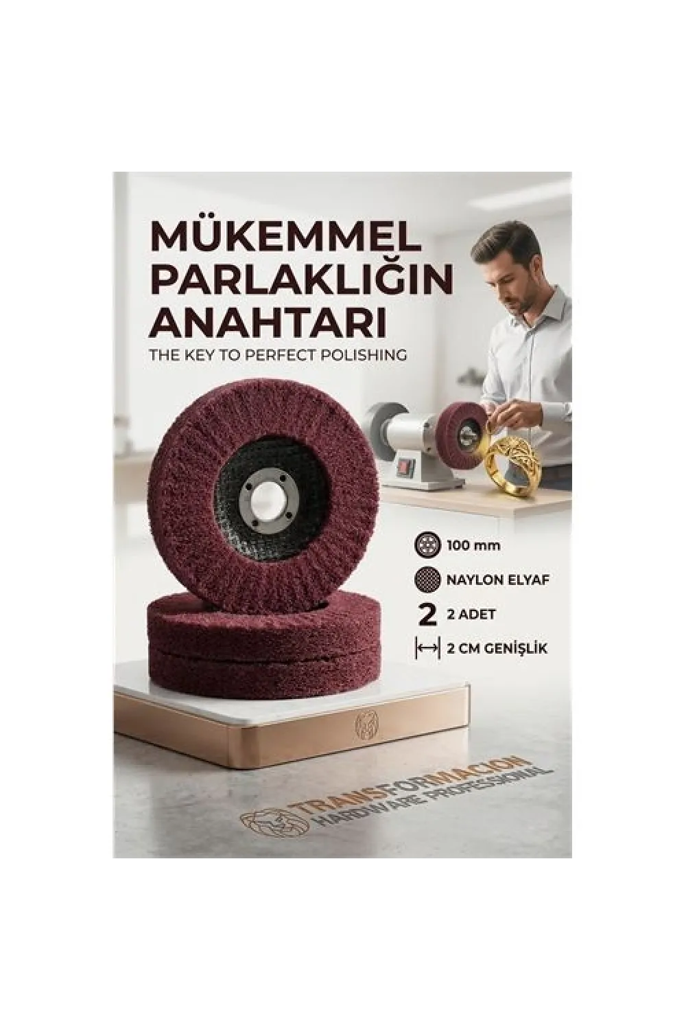 Kırmızı Skoç Elyaf Mop Parlatma Diski - 100 MM Metal ve Paslanmaz  723117