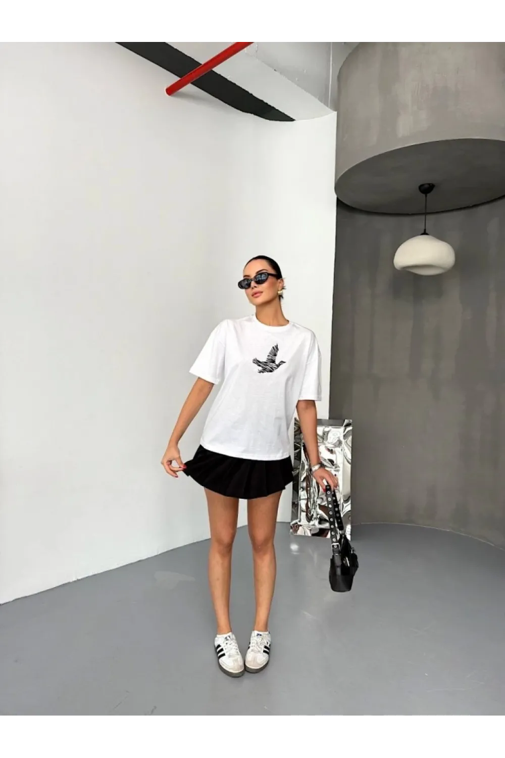 Kısa Kol Baskılı T-shirt - Beyaz