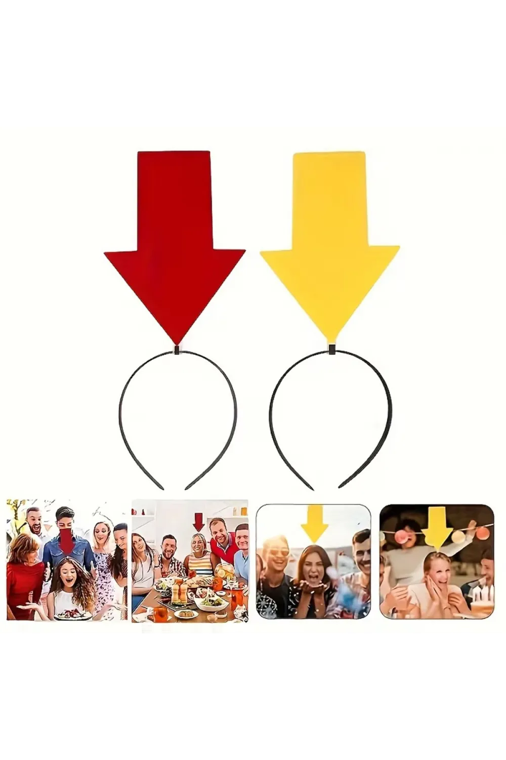 Kişiselleştirilebilir Ok İşaretli Mesaj Tacı (2’li Set Sarı-Kırmızı)