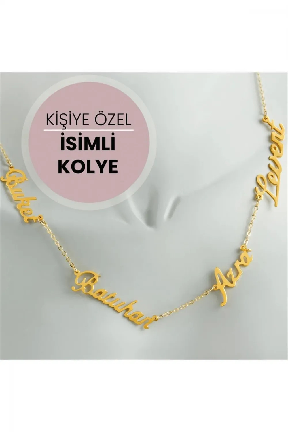 Kişiye Özel Dört İsim Yazılı Kolye
