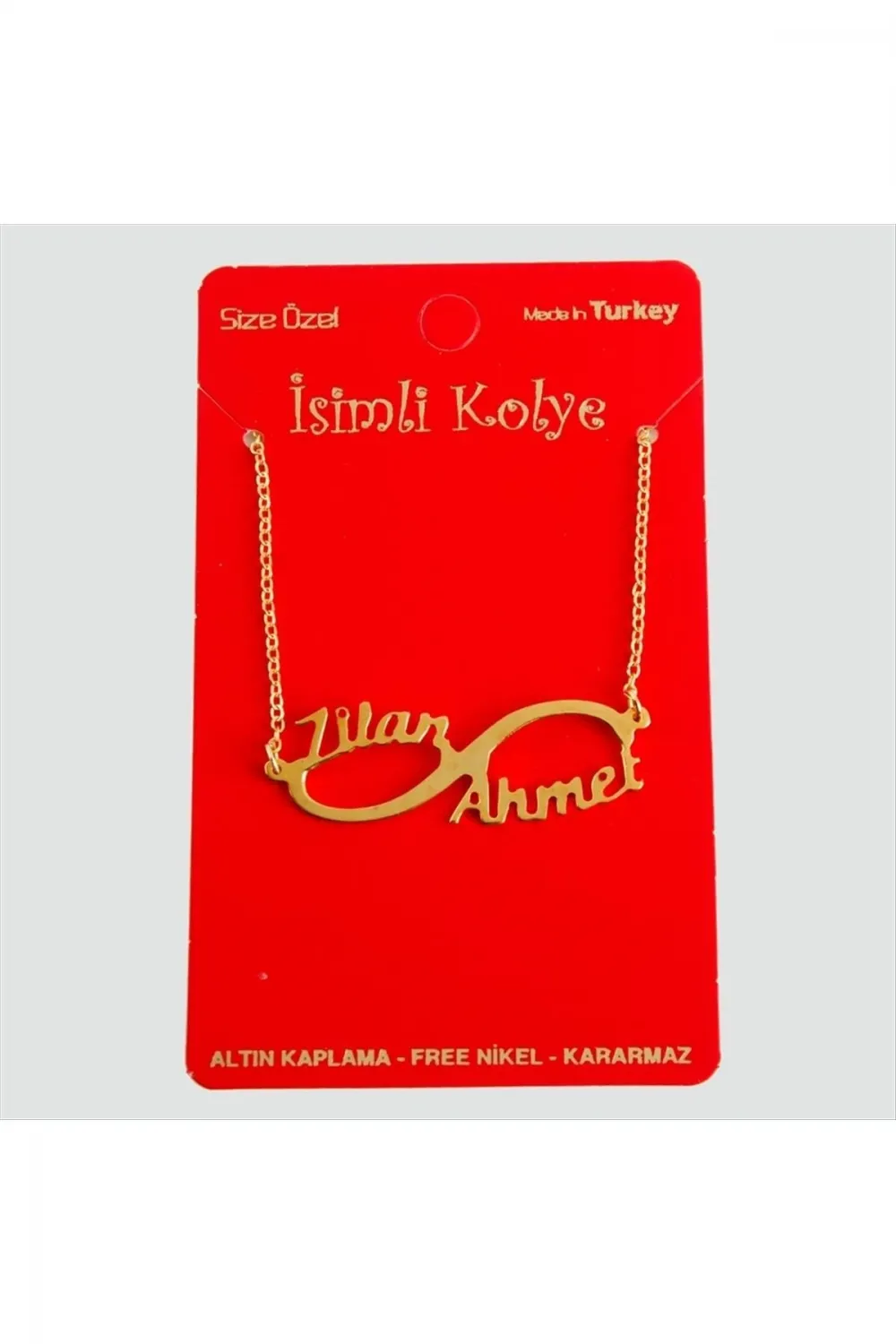Kişiye Özel Sonsuzluk Çift İsim Yazılı Kolye