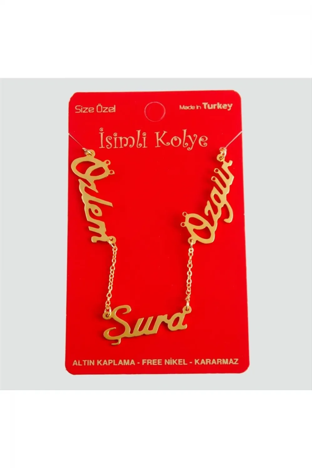 Kişiye Özel Üç İsim Yazılı Kolye