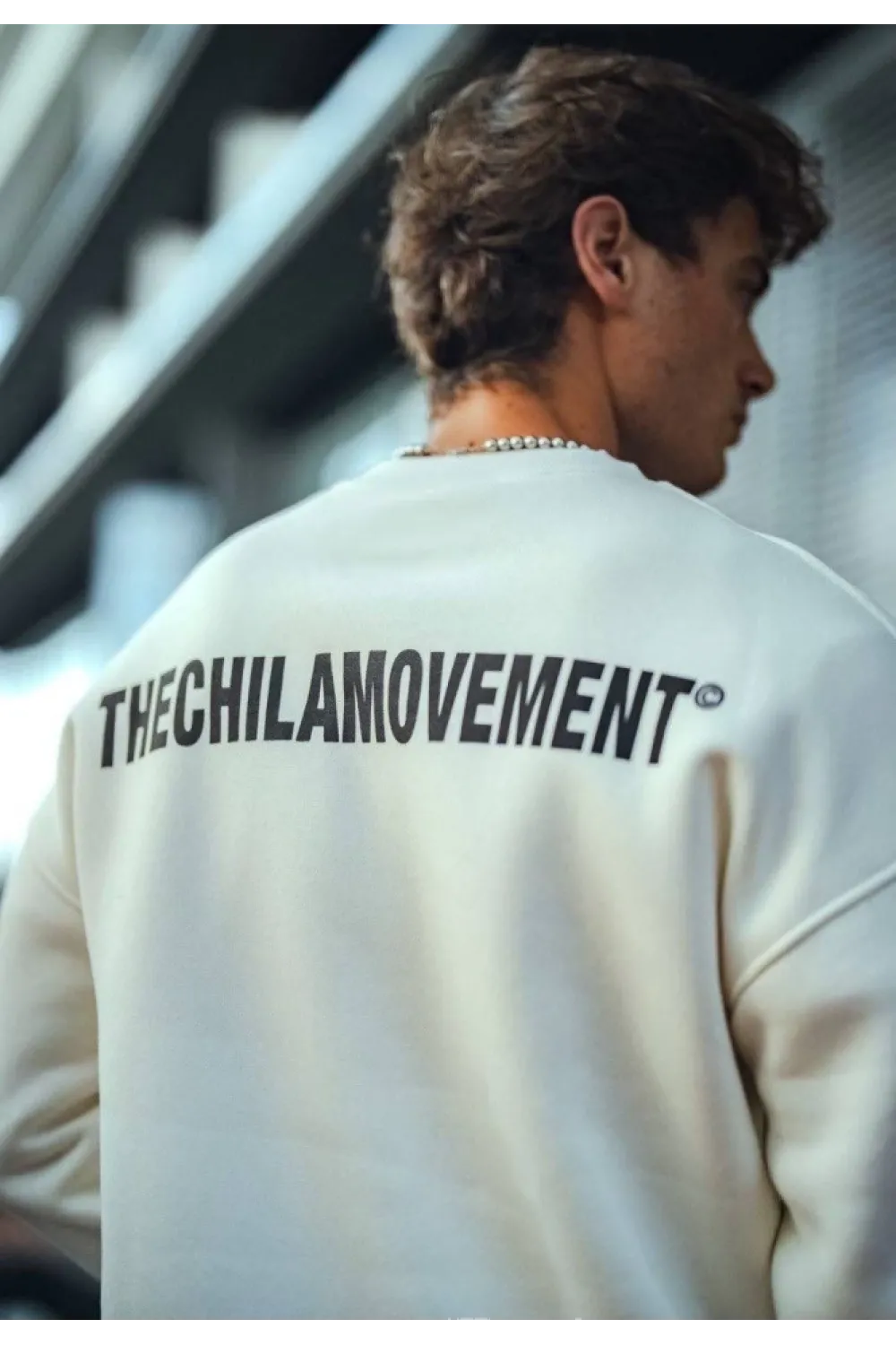 Kışlık Bisiklet Yaka Oversize Baskılı SweatShirt - Beyaz