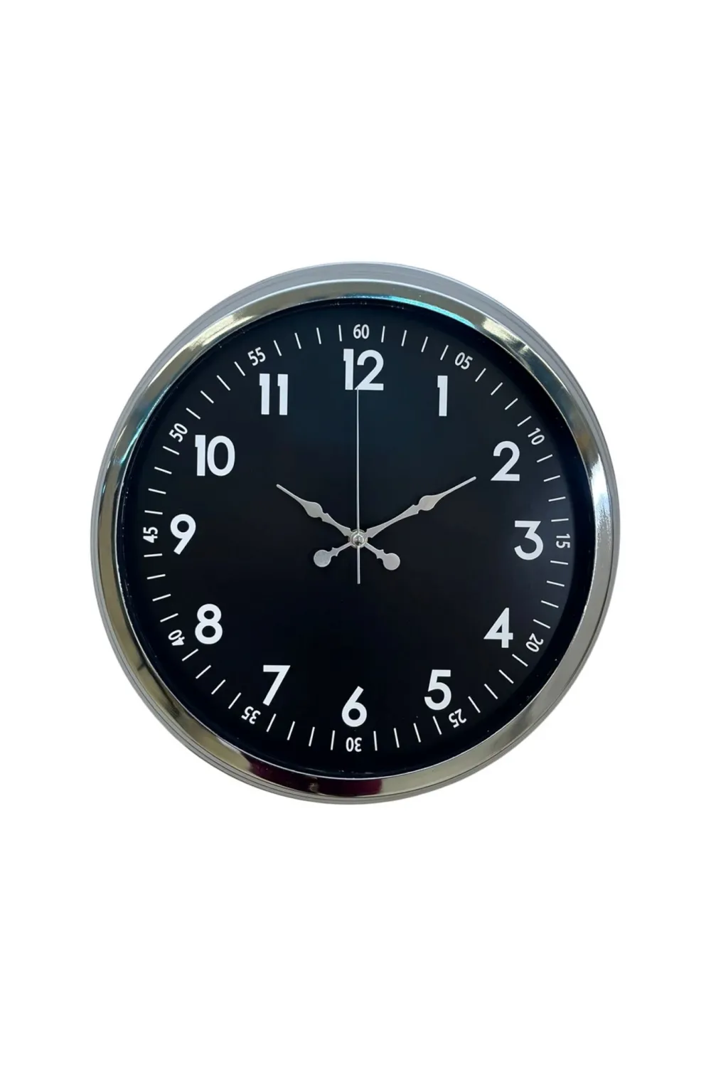 Klasik 40 Cm Krom Şık Metal Duvar Saati