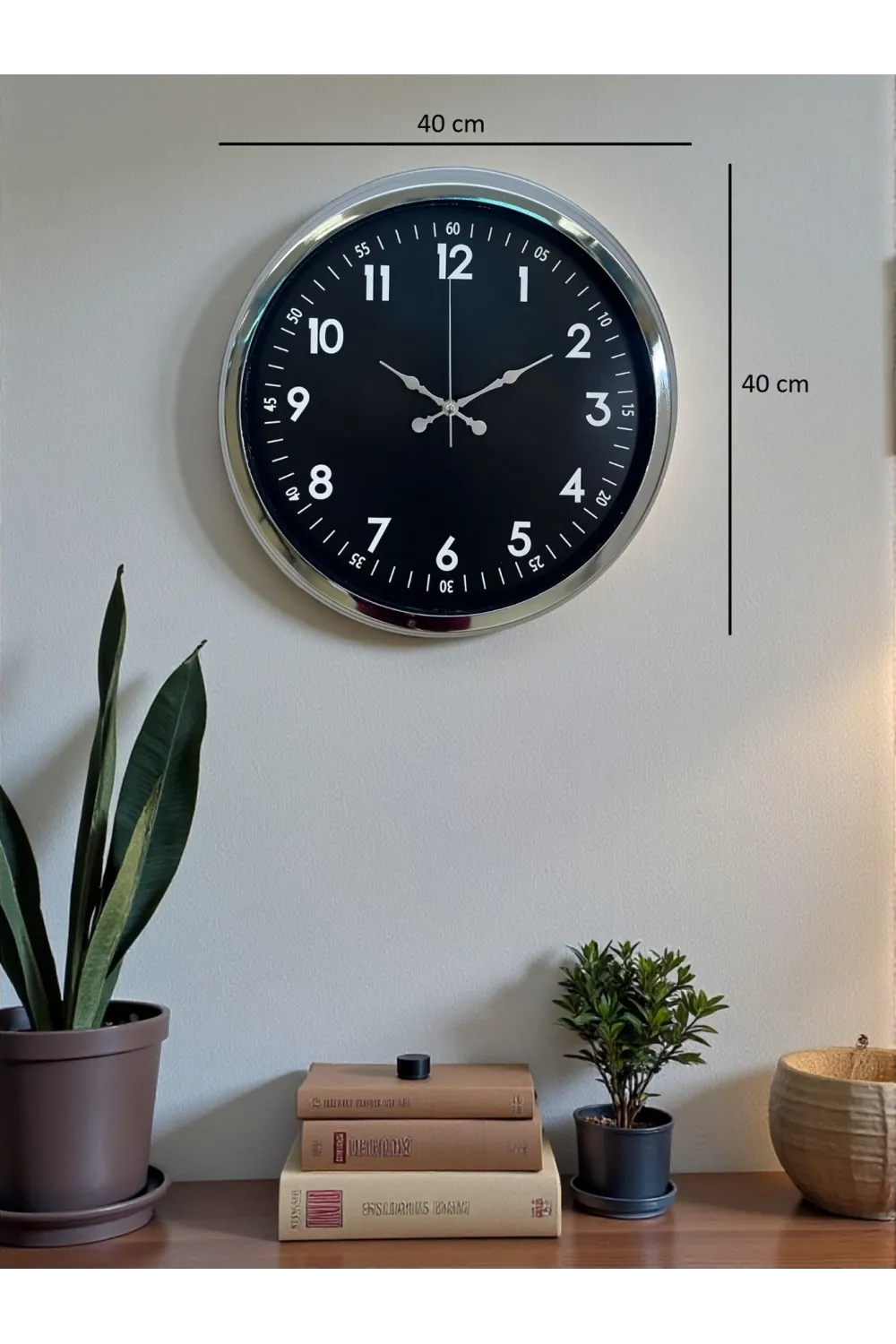 Klasik 40 Cm Krom Şık Metal Duvar Saati