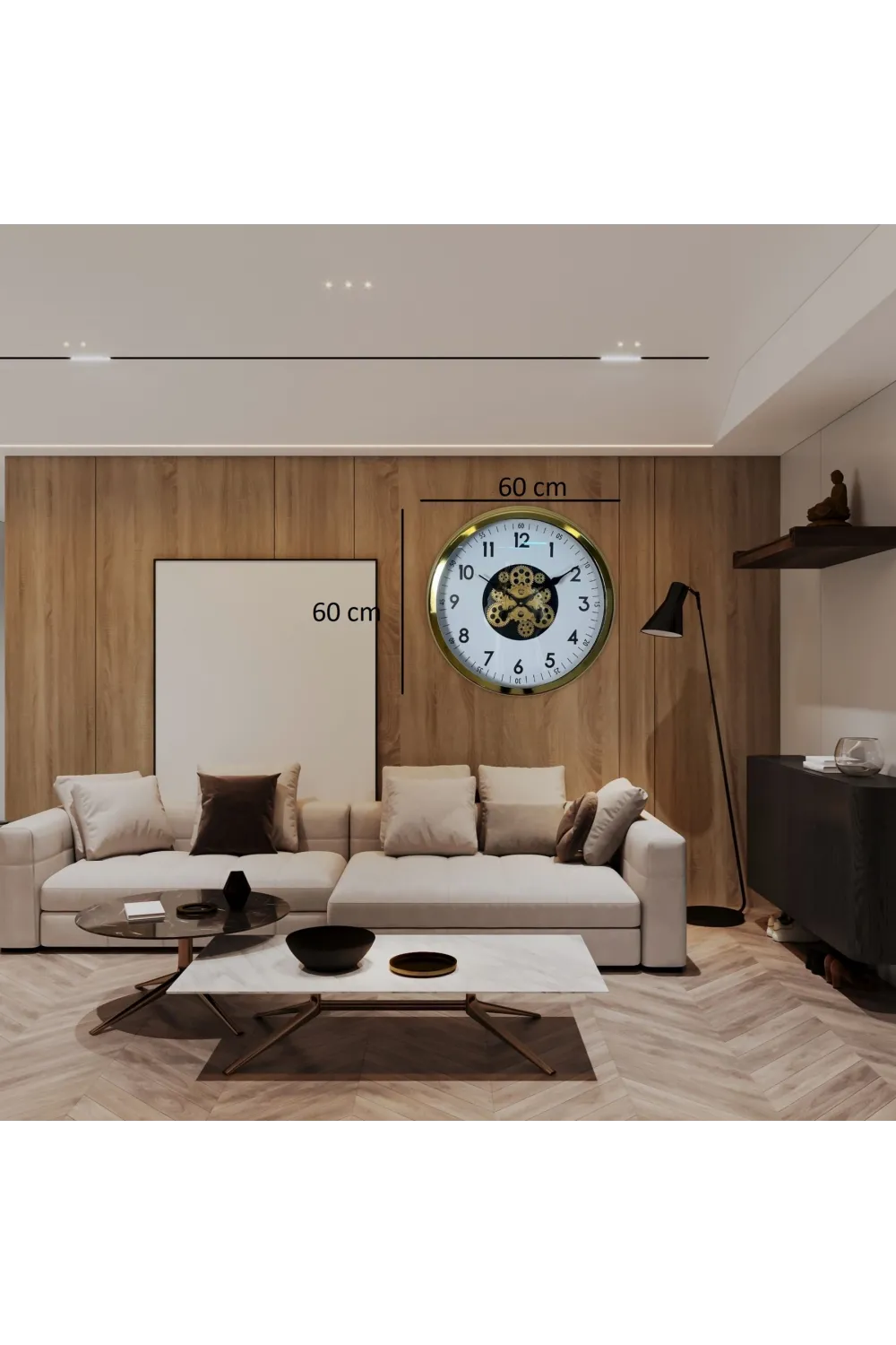 Klasik Gold 60 Cm Çarklı Duvar Saati
