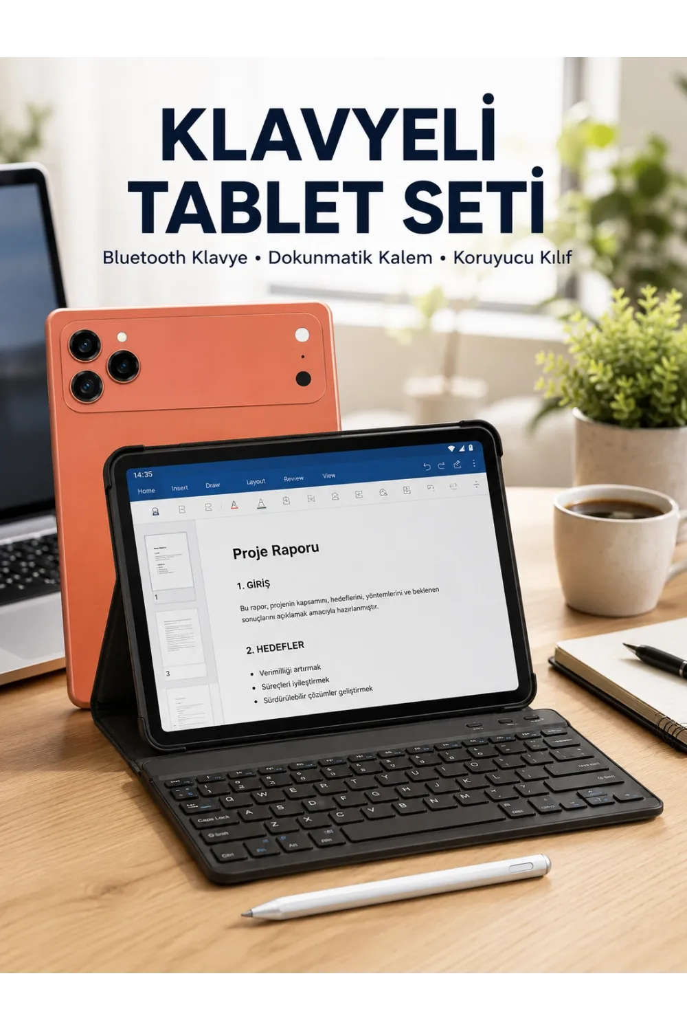 Klavyeli Tablet Pc Kalem Kılıf Ve Ekran Koruyucu Hediyeli Android Set