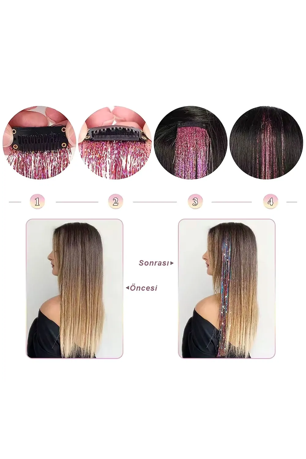 Klipsli Hair Tinsel Saç Simi - HTK06