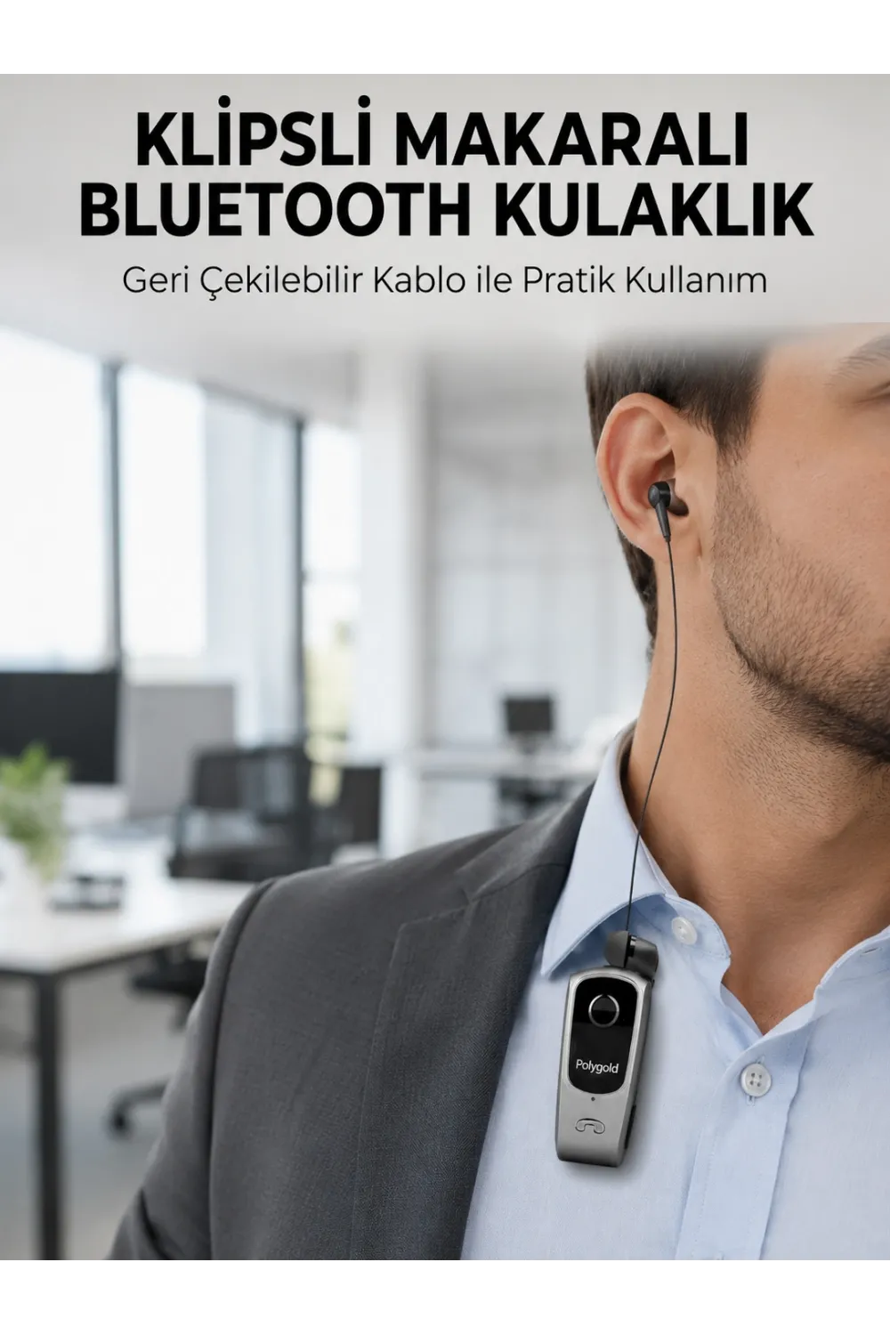 Klipsli Tasarımlı Bluetooth Kulaklık Uzun Pil Ömrü